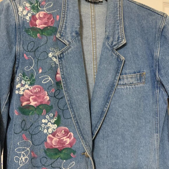 Vintage Hand Painted Denim Jacket Size M 1970's - Picture 2 of 11